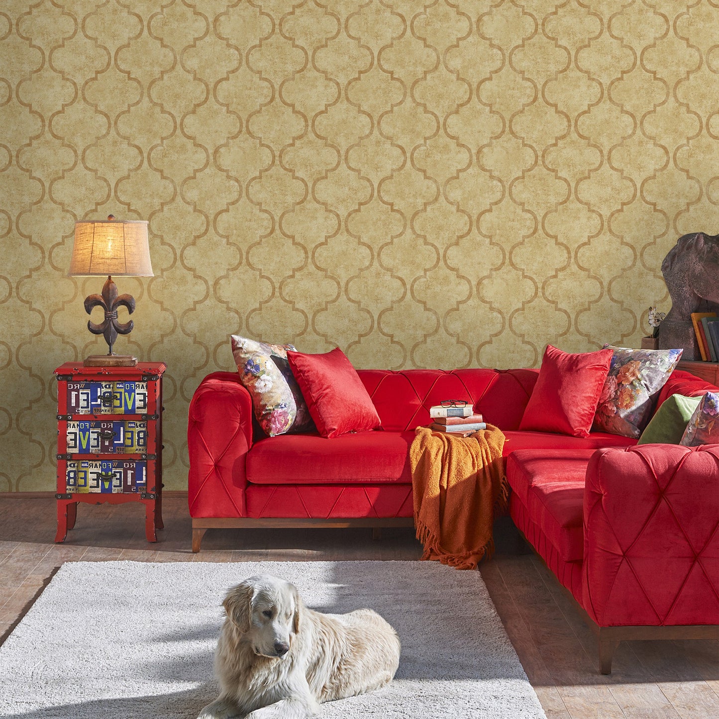 Indigo Maison Greige Botanical Wallpaper by La Belle Maison
