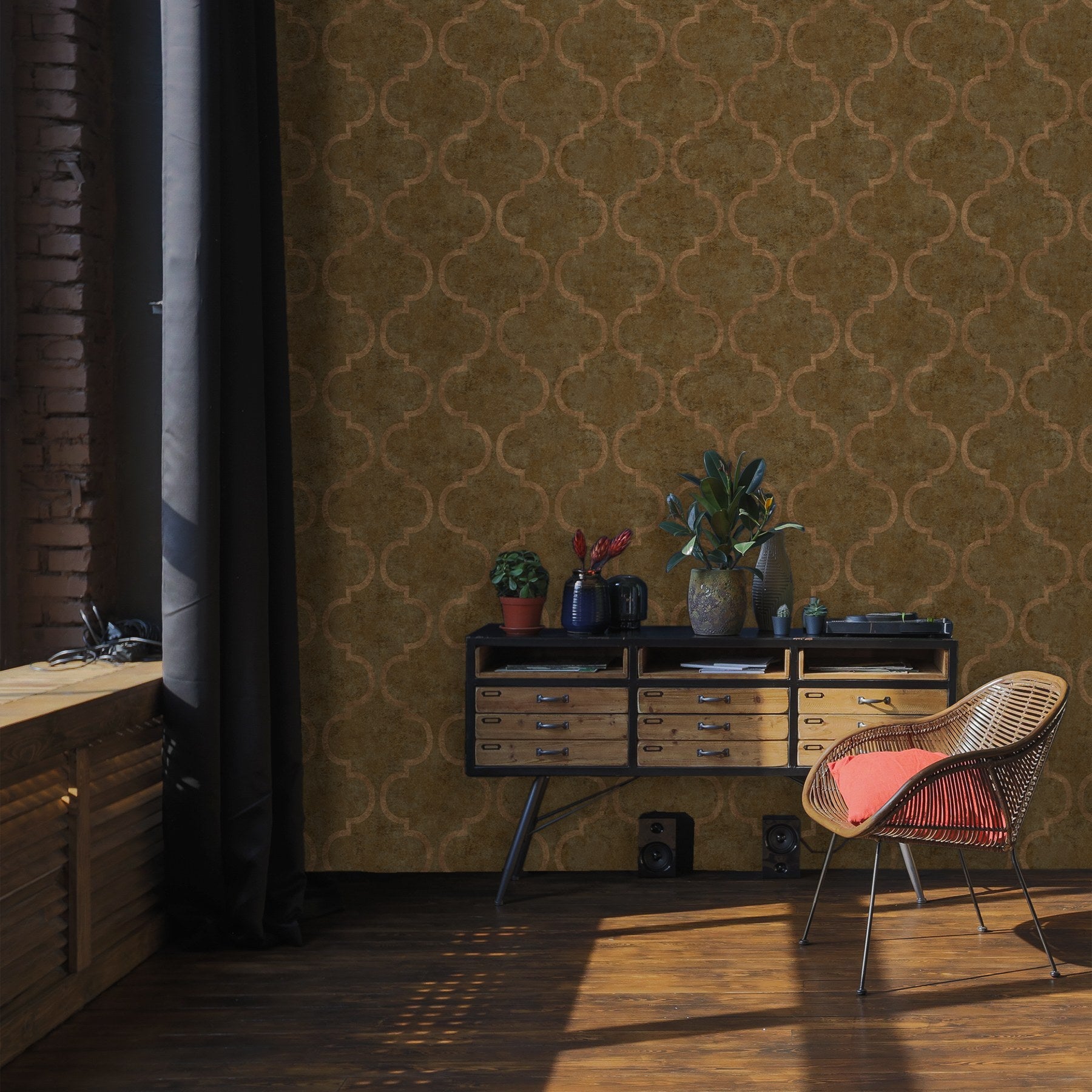 Indigo Maison Deep Grey Garden Pattern Wallpaper by La Belle Maison