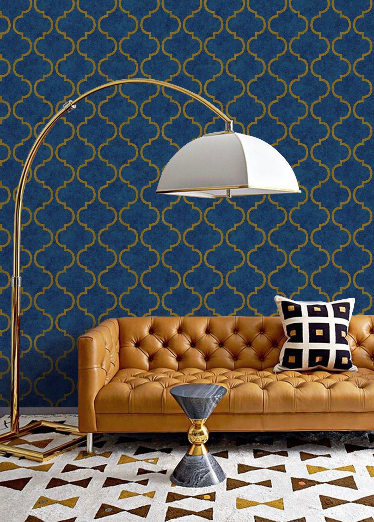 Indigo Maison Midnight Artistic Floral Wallpaper by La Belle Maison