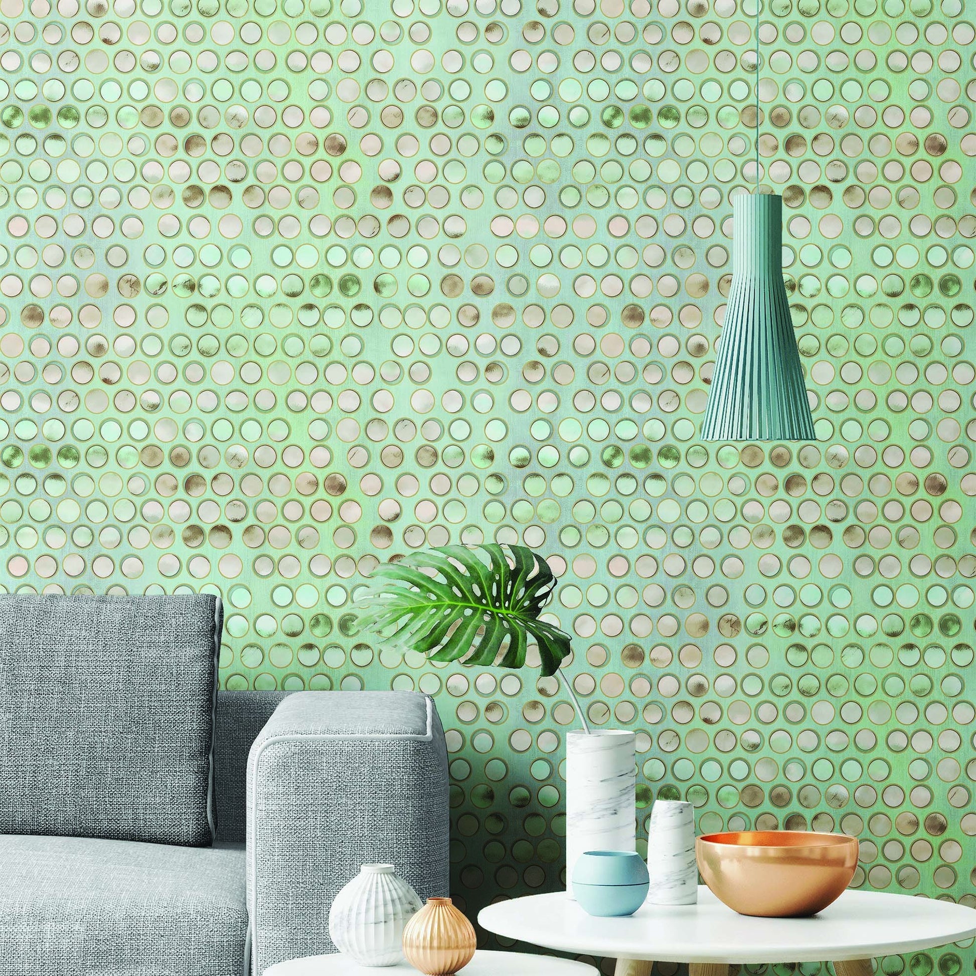 Indigo Maison Powder Blue Watercolour Leaf Wallpaper by La Belle Maison