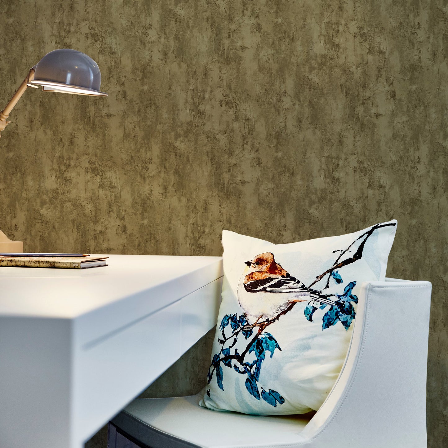 Indigo Maison Fawn Blue Leaf Wallpaper by La Belle Maison