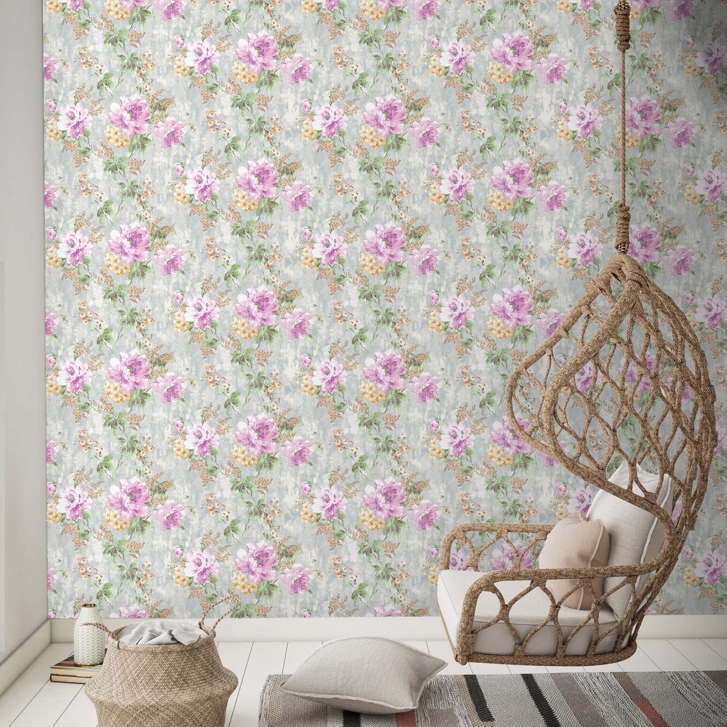 Indigo Maison Denim Blue Leaf Wallpaper by La Belle Maison