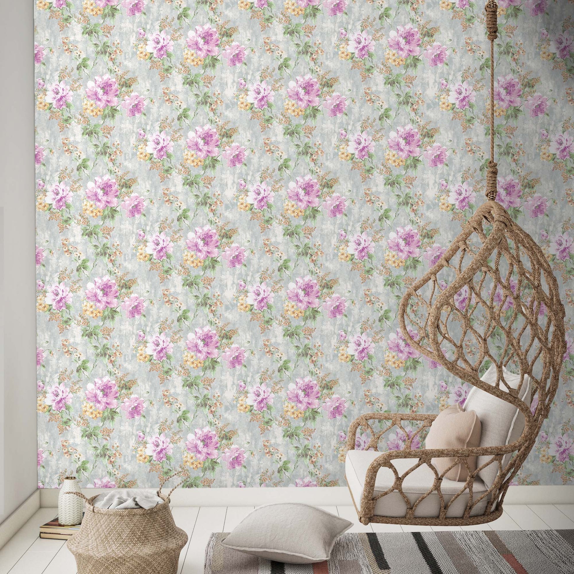 Indigo Maison Denim Blue Leaf Wallpaper by La Belle Maison