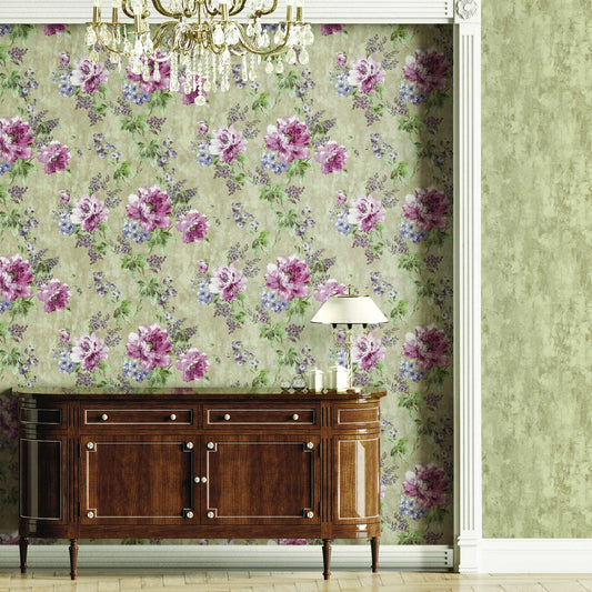 Indigo Maison Warm Grey Artistic Floral Wallpaper by La Belle Maison