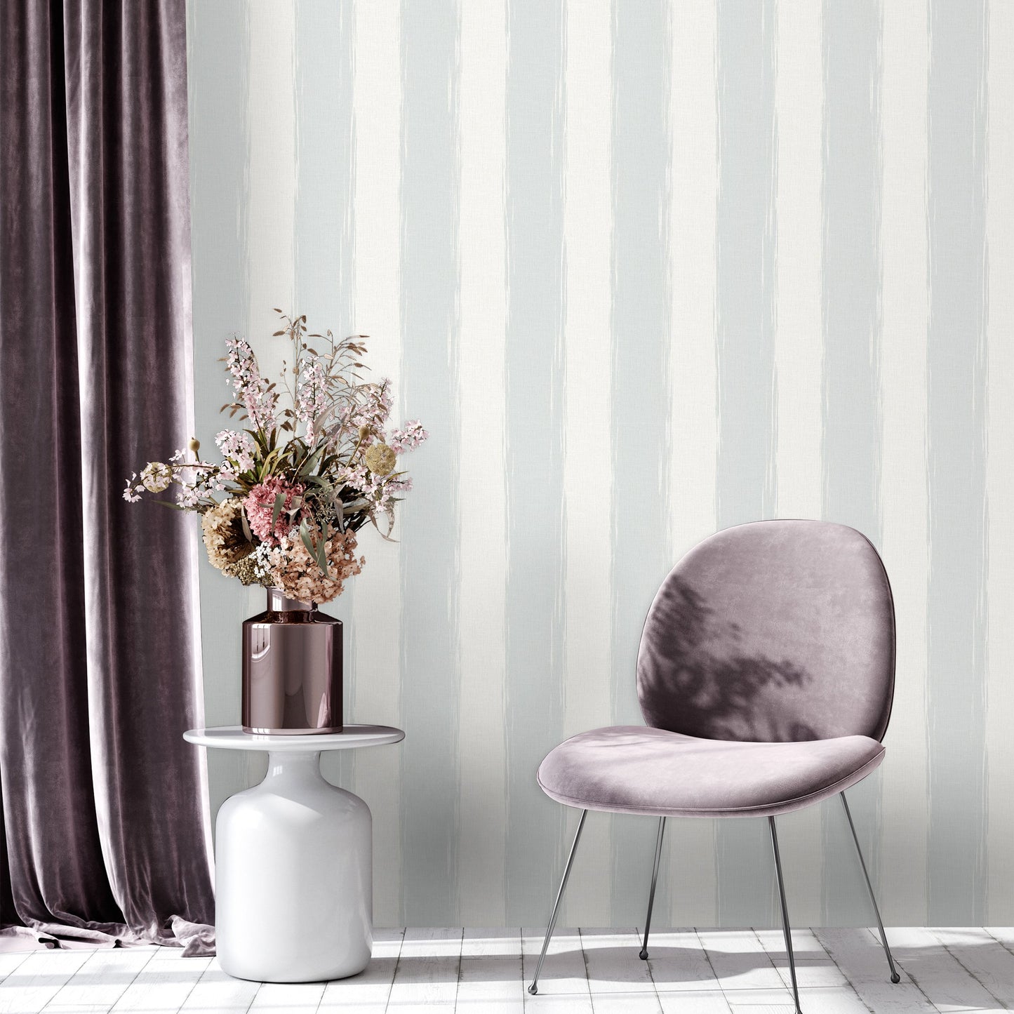 Indigo Maison Mist Blue Botanical Wallpaper by La Belle Maison