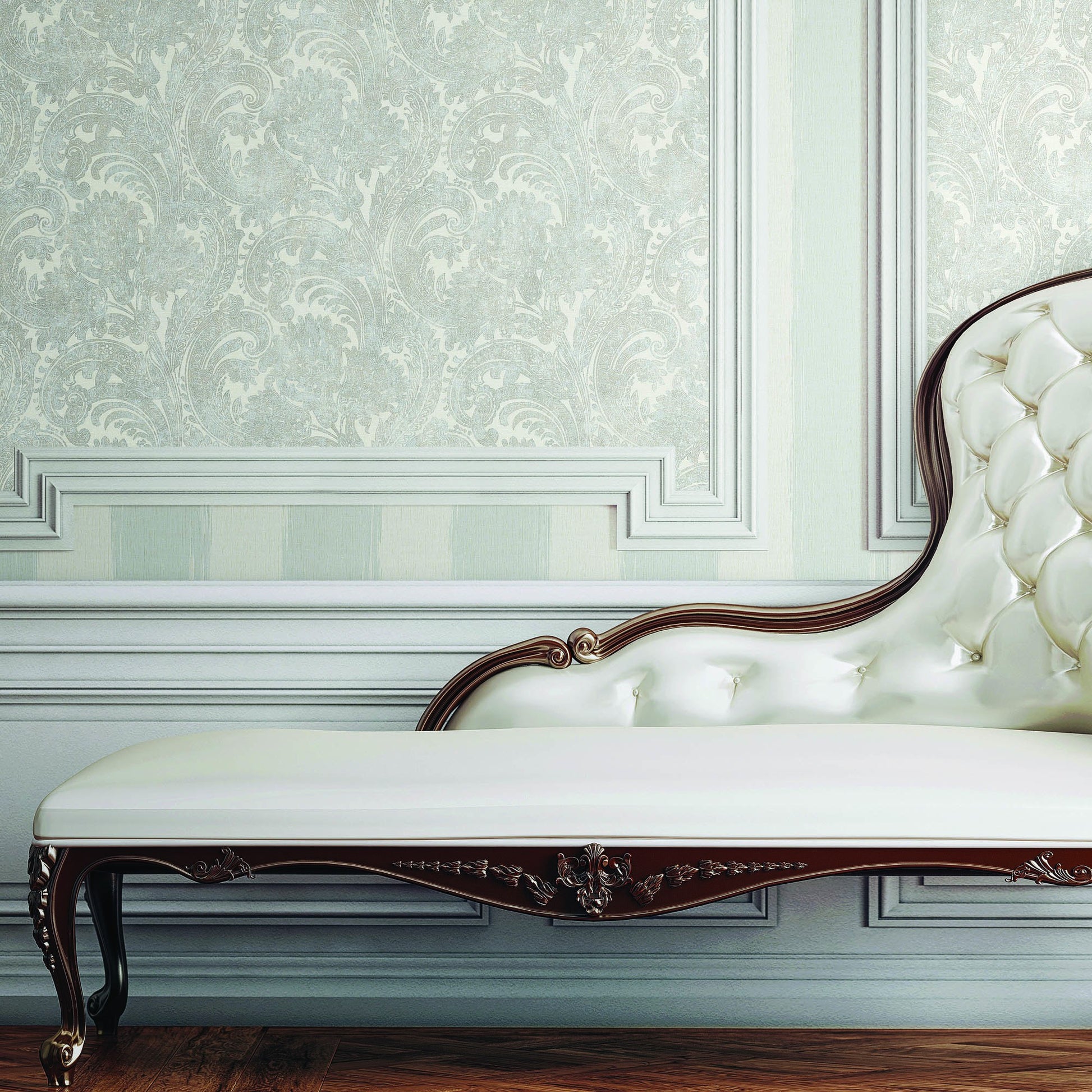 Indigo Maison Mist Botanical Wallpaper by La Belle Maison