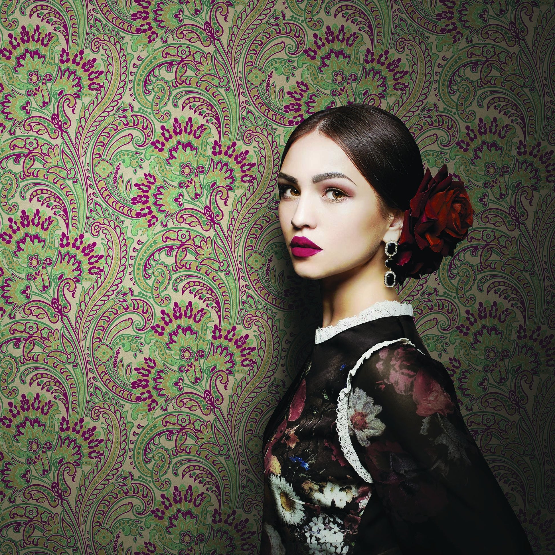 Indigo Maison Slate Botanical Wallpaper by La Belle Maison