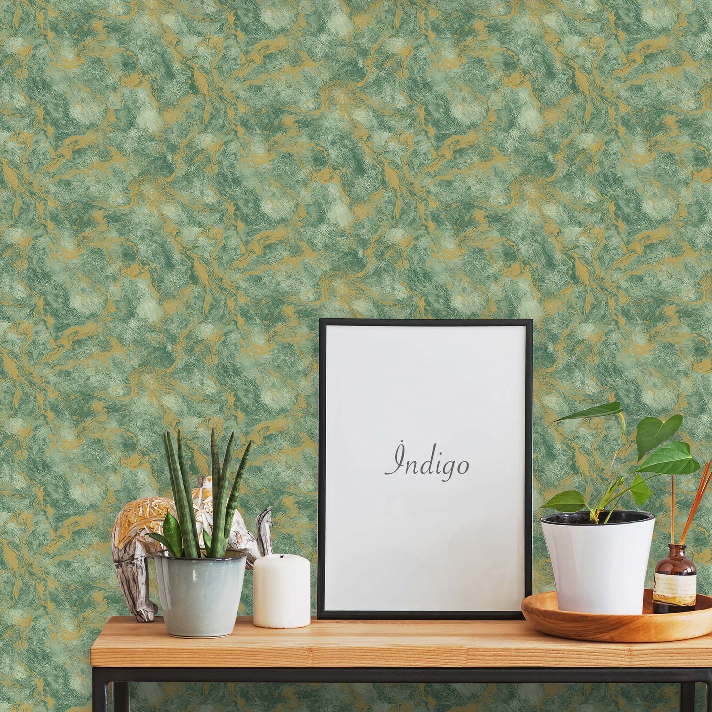 Indigo Maison Grey Watercolour Leaf Wallpaper by La Belle Maison