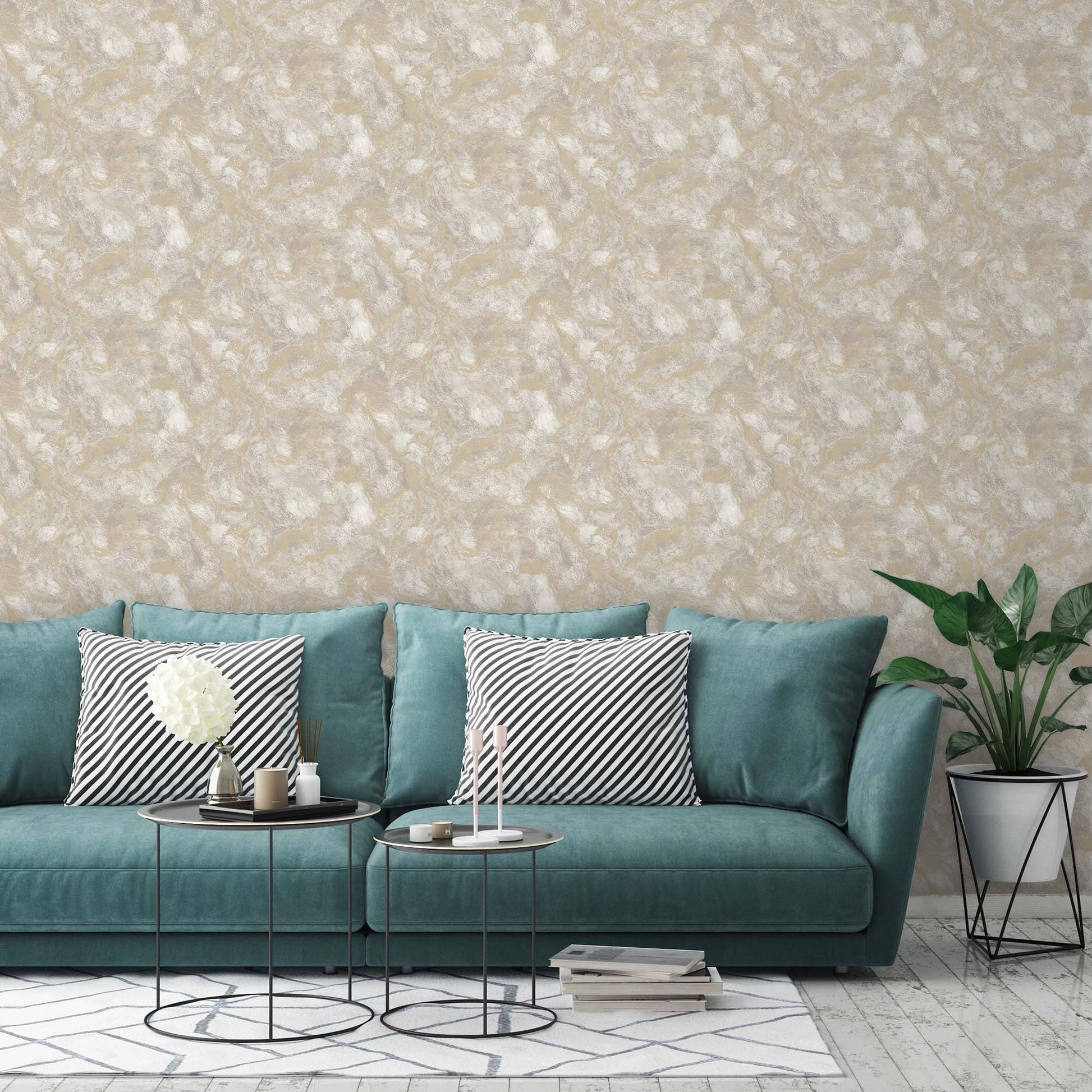 Indigo Maison Silver Taupe Fresh Botanical Wallpaper by La Belle Maison