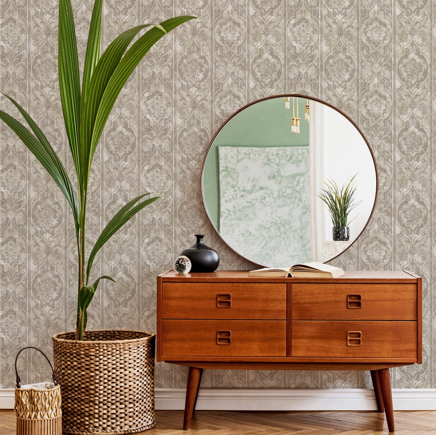 Indigo Maison Pebble Blue Leaf Wallpaper by La Belle Maison