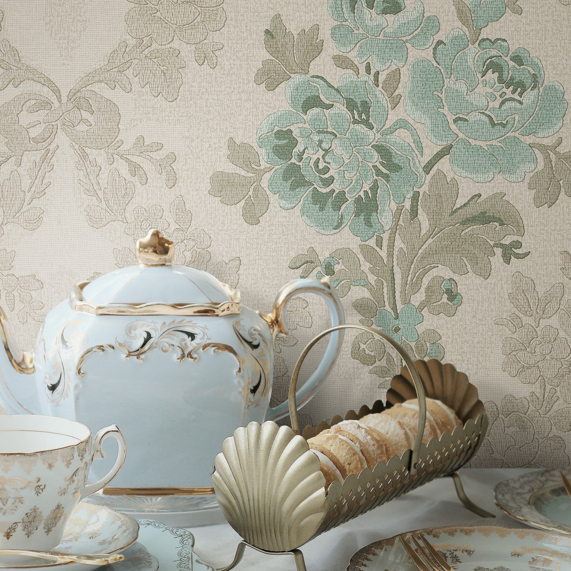 Kalina Garden Cloud Garden Damask Wallpaper by La Belle Maison