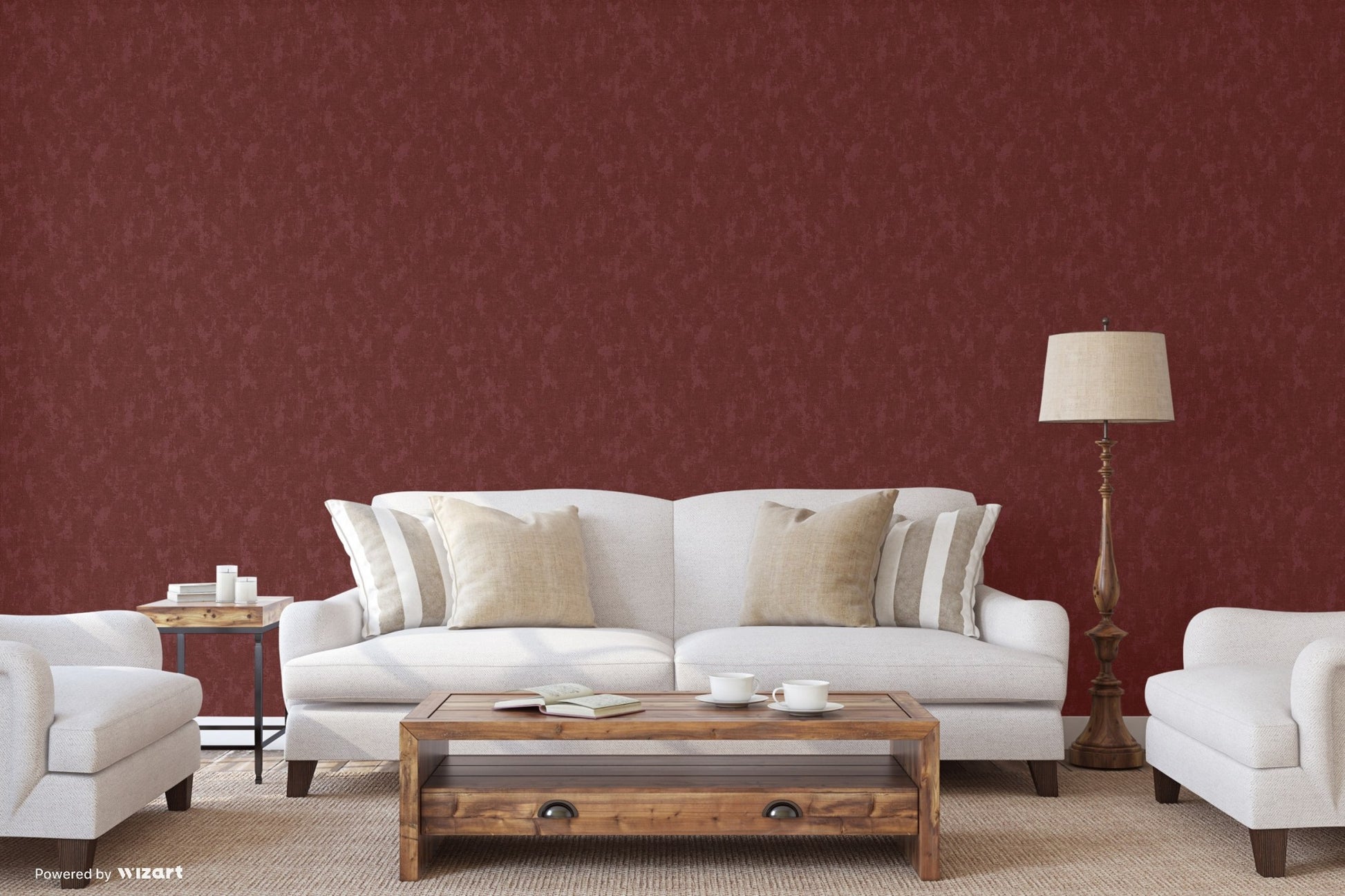 Kalina Garden Pink Clay Garden Damask Wallpaper by La Belle Maison