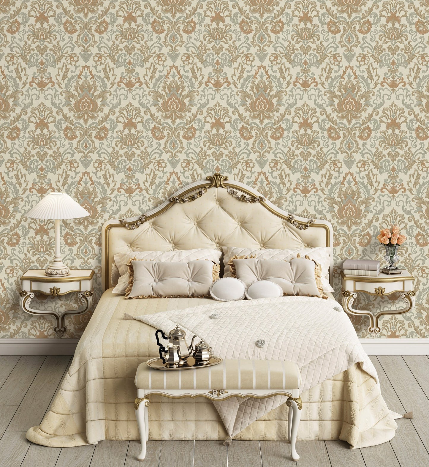 Kalina Garden Ash Classic Botanical Wallpaper by La Belle Maison