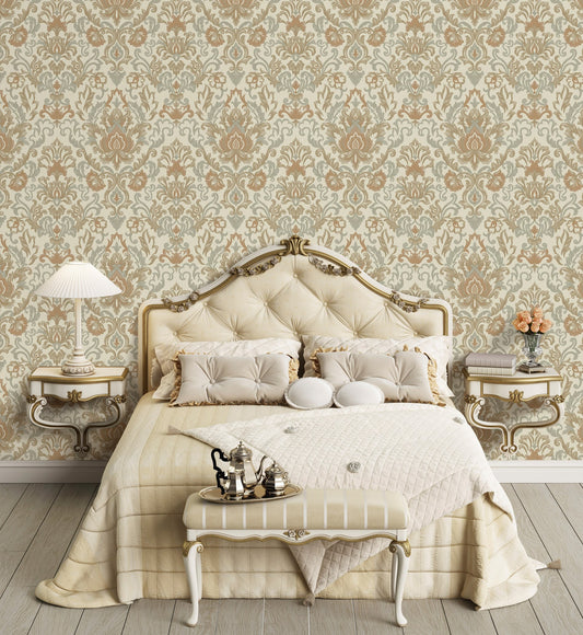 Kalina Garden Ash Classic Botanical Wallpaper by La Belle Maison