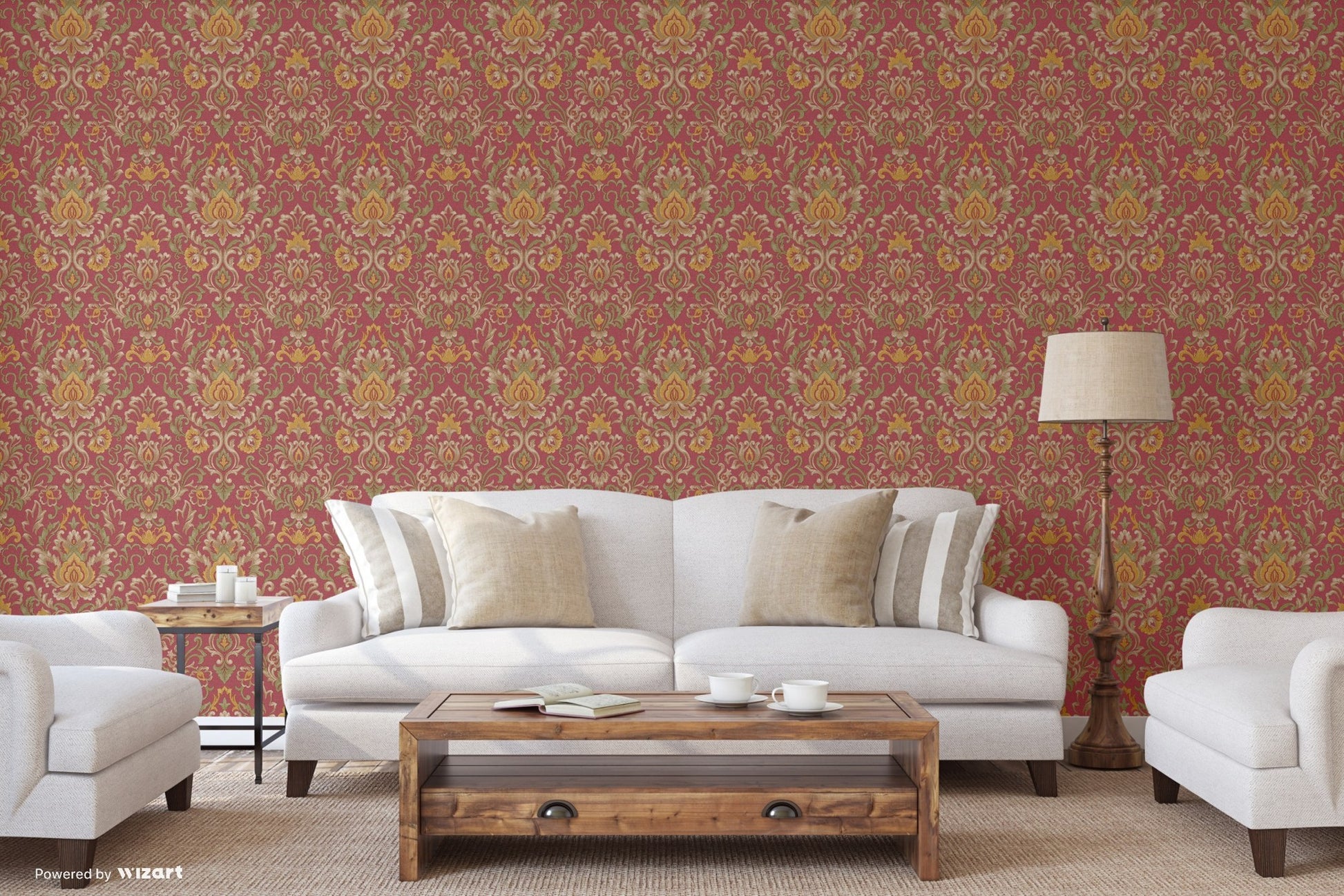 Kalina Garden Clay Garden Damask Wallpaper by La Belle Maison