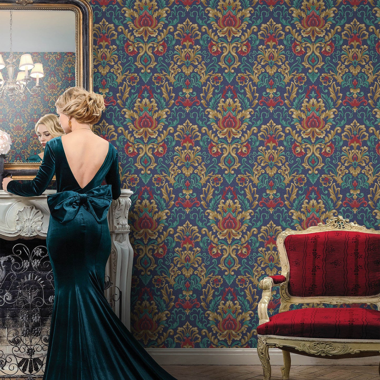 Kalina Garden Ash Grey Decorative Bloom Wallpaper by La Belle Maison