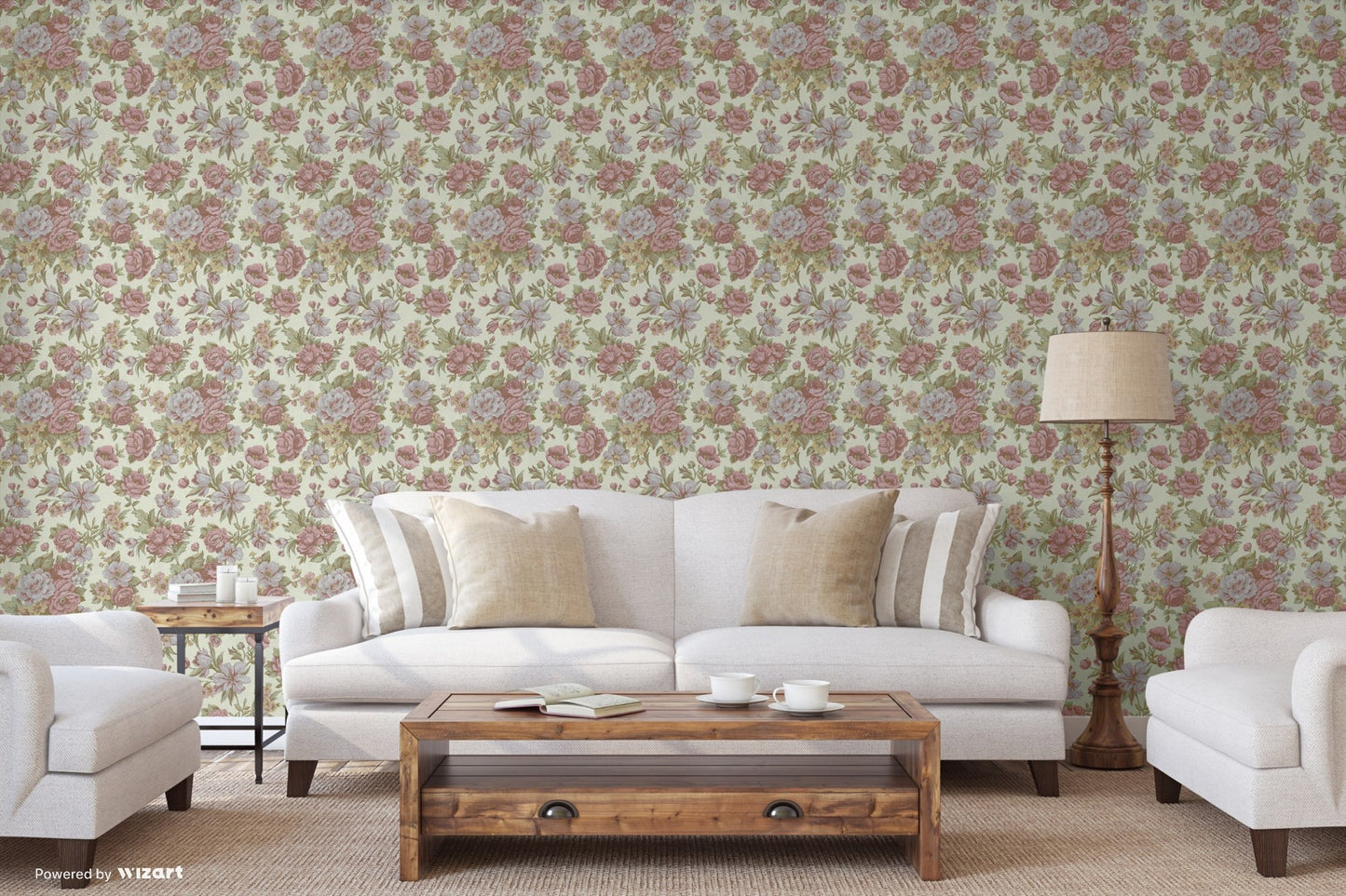 Kalina Garden Ash Garden Motif Wallpaper by La Belle Maison