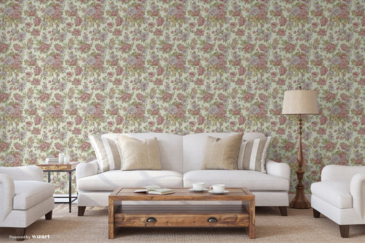 Kalina Garden Ash Garden Motif Wallpaper by La Belle Maison