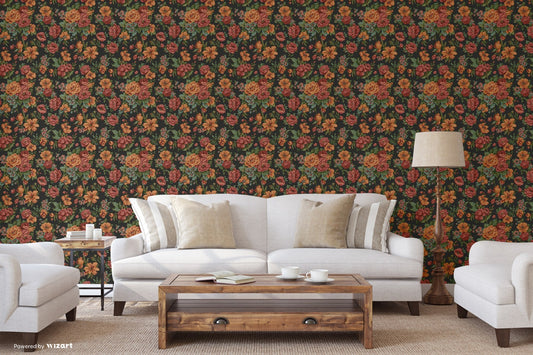 Kalina Garden Graphite Decorative Bloom Wallpaper by La Belle Maison