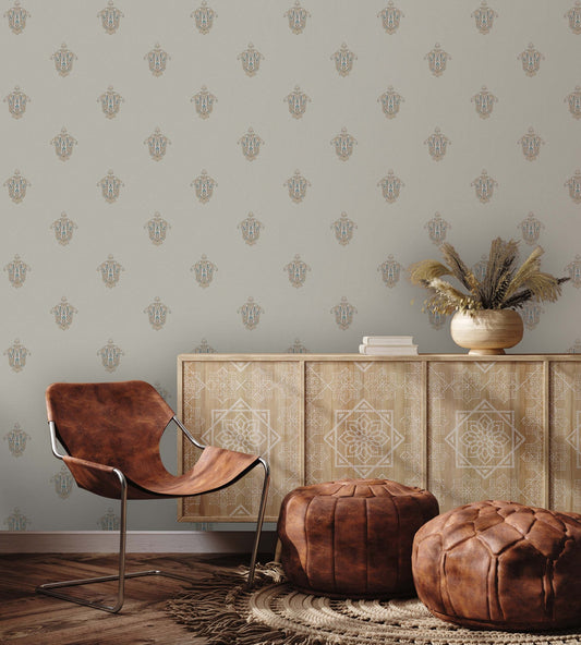 Kalina Garden Blue Garden Motif Wallpaper by La Belle Maison