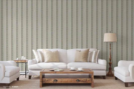 Kalina Garden Stone Grey Soft Ornamental Wallpaper by La Belle Maison