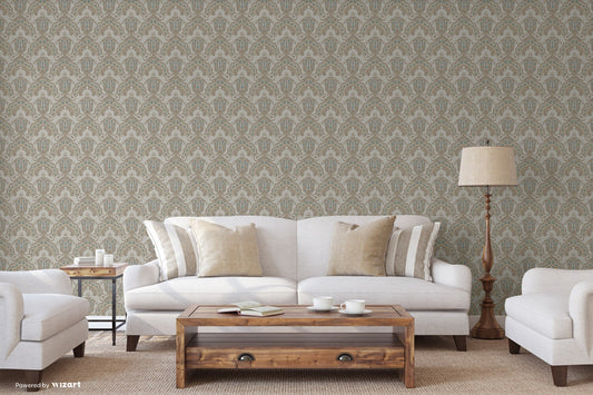 Kalina Garden Stone Grey Boutique Floral Wallpaper by La Belle Maison
