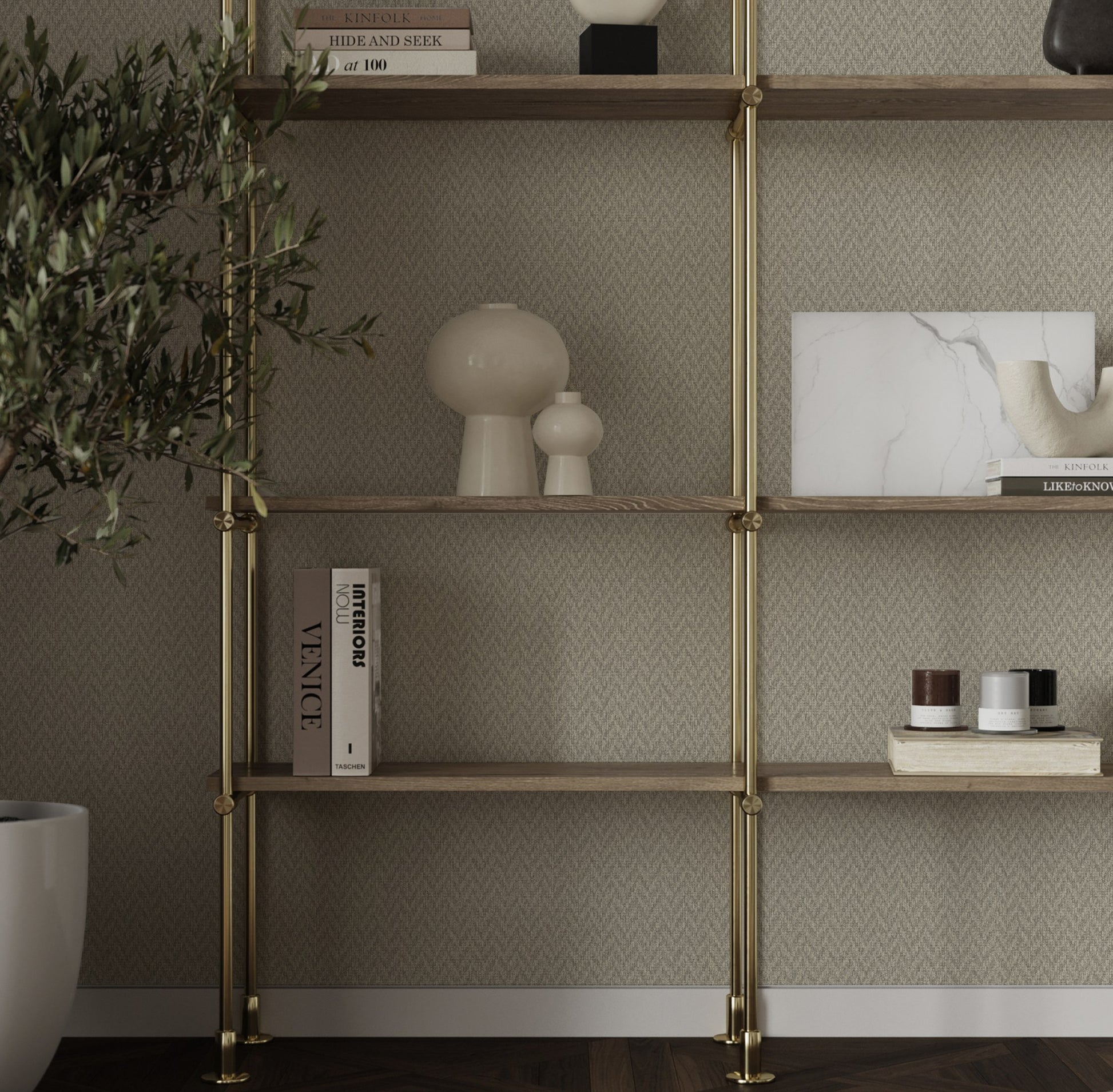 Maison Ephes Silver Taupe Refined Texture Wallpaper by La Belle Maison