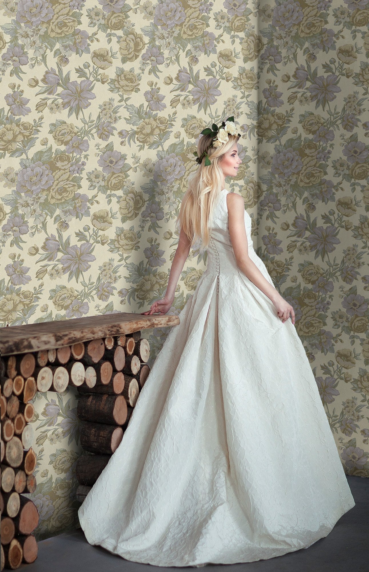 Maison Ephes Taupe Silk Effect Wallpaper by La Belle Maison