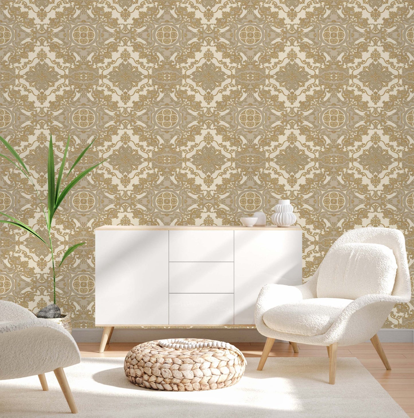 Maison Voyage Oatmeal Soft Stripe Wallpaper by La Belle Maison