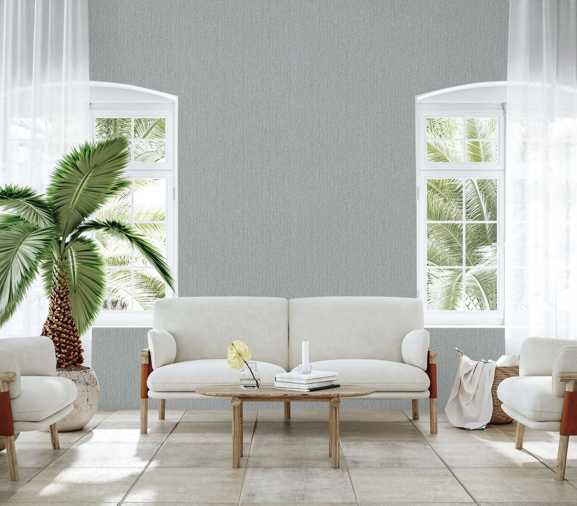 Maison Voyage Stone Grey Soft Stripe Wallpaper by La Belle Maison
