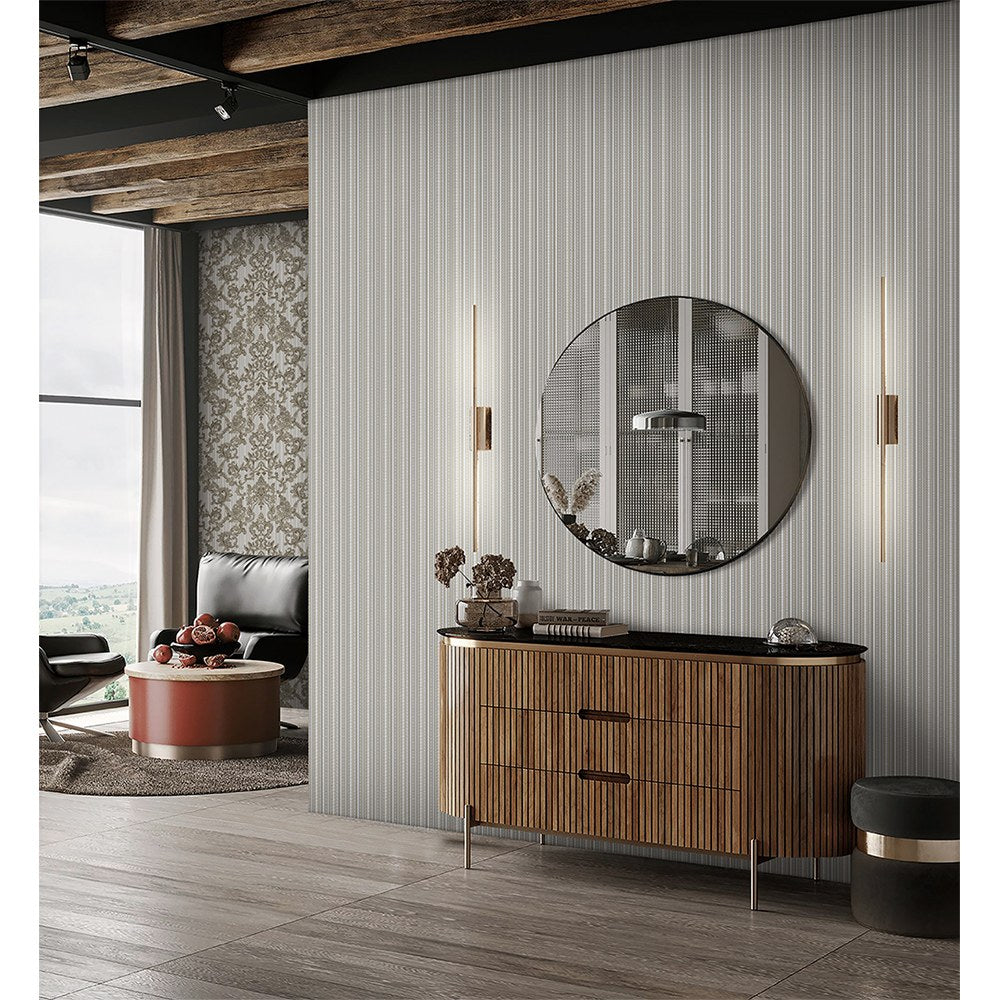 Maison Voyage Silver Taupe Travel Inspired Wallpaper by La Belle Maison