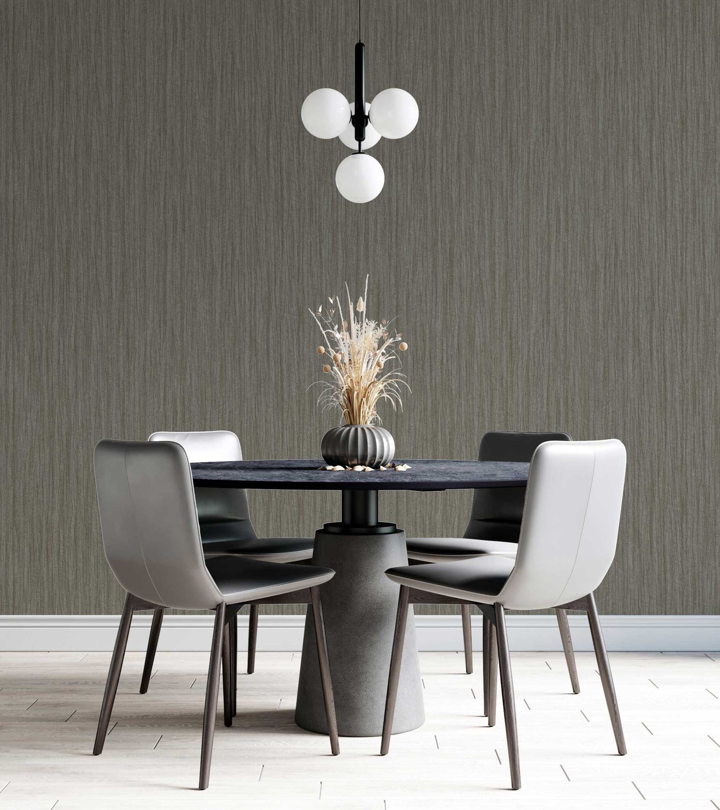 Maison Voyage Stone Grey Soft Stripe Wallpaper II by La Belle Maison