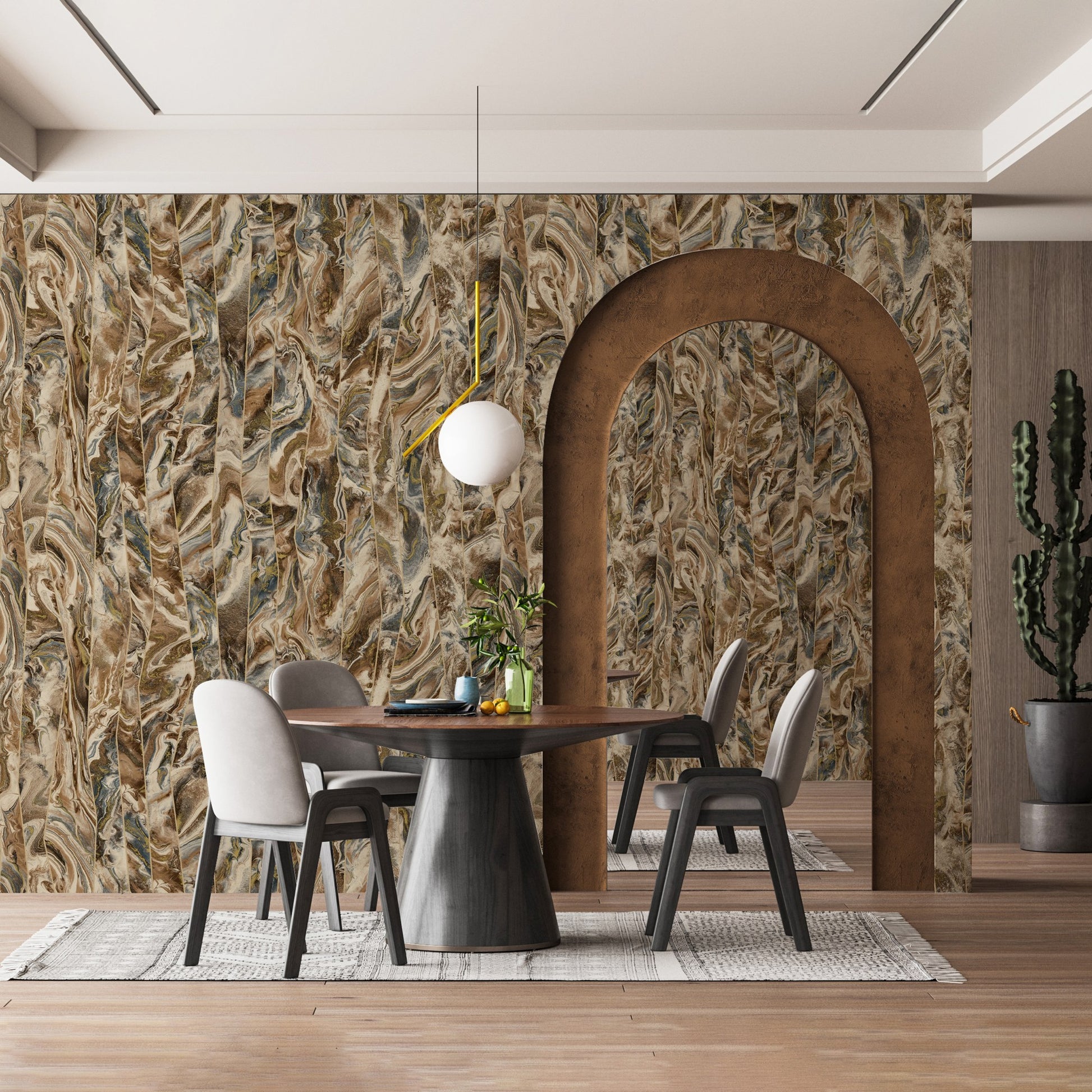 Octavia Taupe Modern Trellis Wallpaper by La Belle Maison