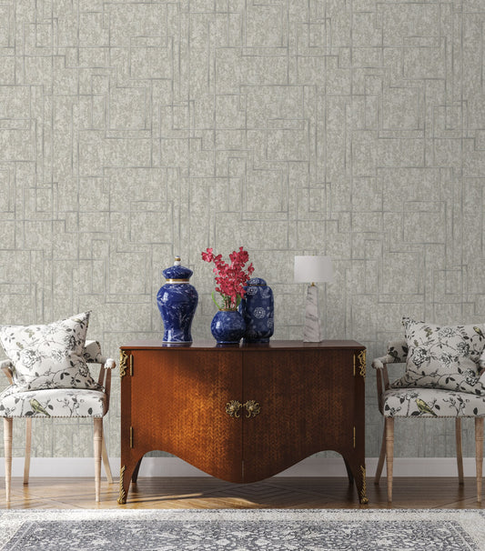 Octavia Pearl Architectural Pattern Wallpaper by La Belle Maison