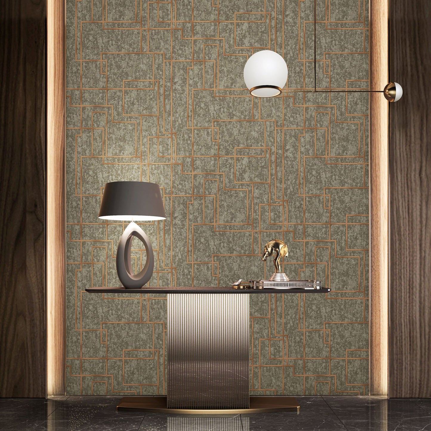 Octavia Clay Architectural Pattern Wallpaper by La Belle Maison
