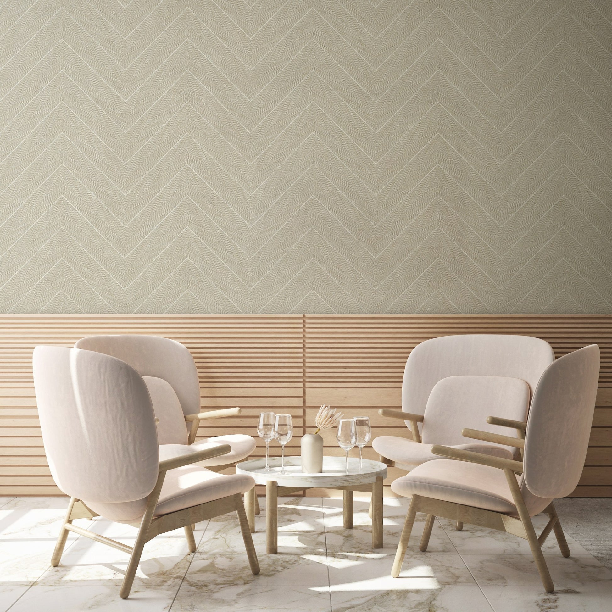 Octavia Wheat Clean Geometric Wallpaper by La Belle Maison