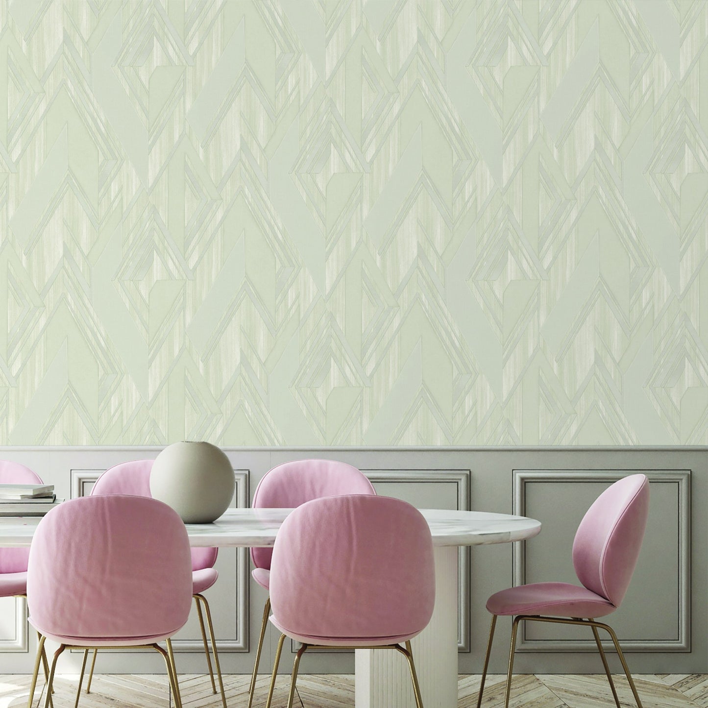 Octavia Vanilla Linear Pattern Wallpaper by La Belle Maison