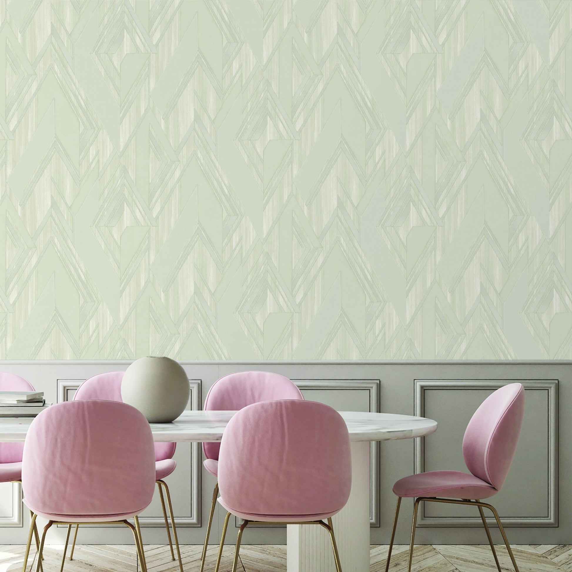Octavia Vanilla Linear Pattern Wallpaper by La Belle Maison