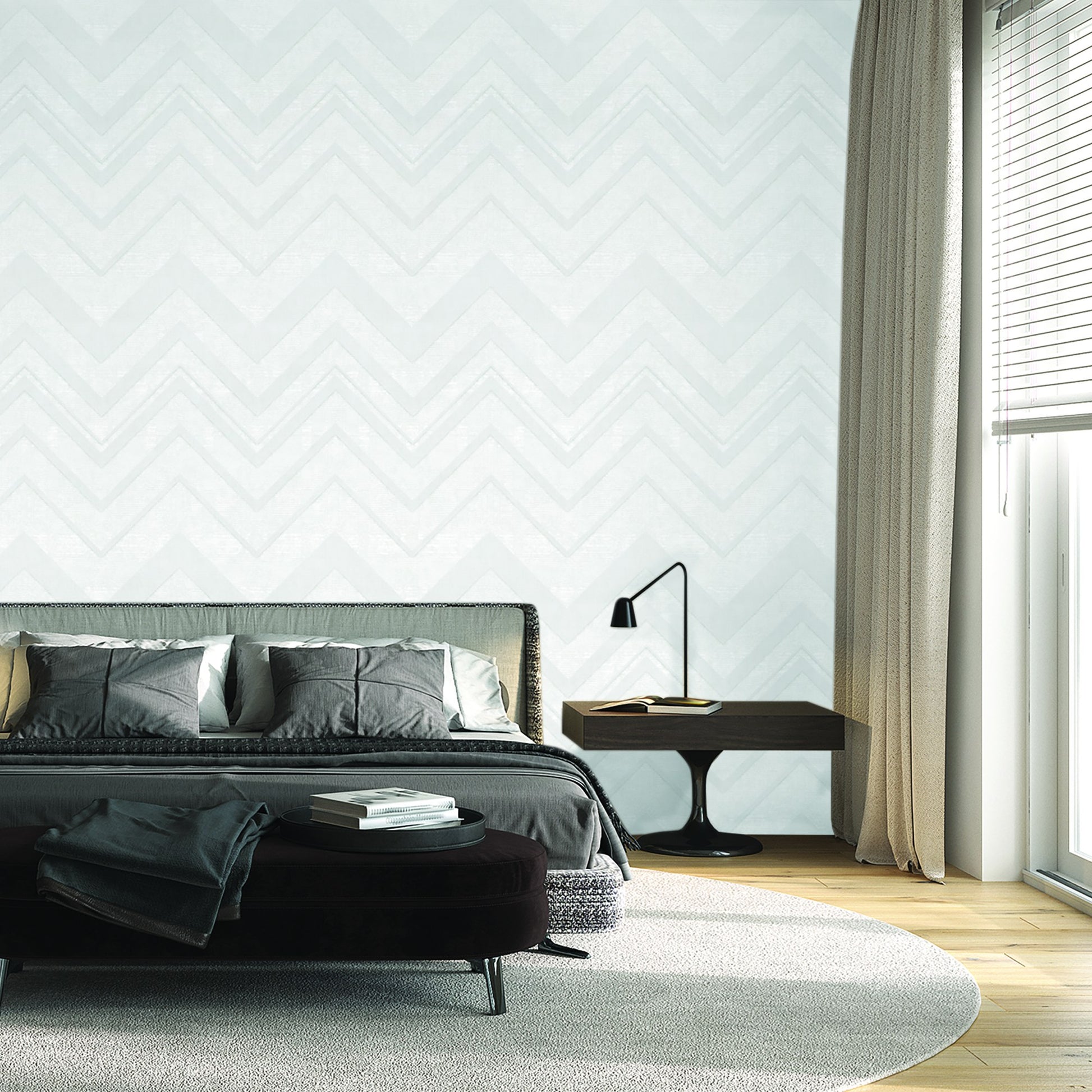 Octavia Moonlight Architectural Pattern Wallpaper by La Belle Maison
