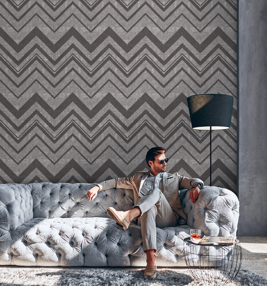Octavia Grey Geometric Wallpaper by La Belle Maison