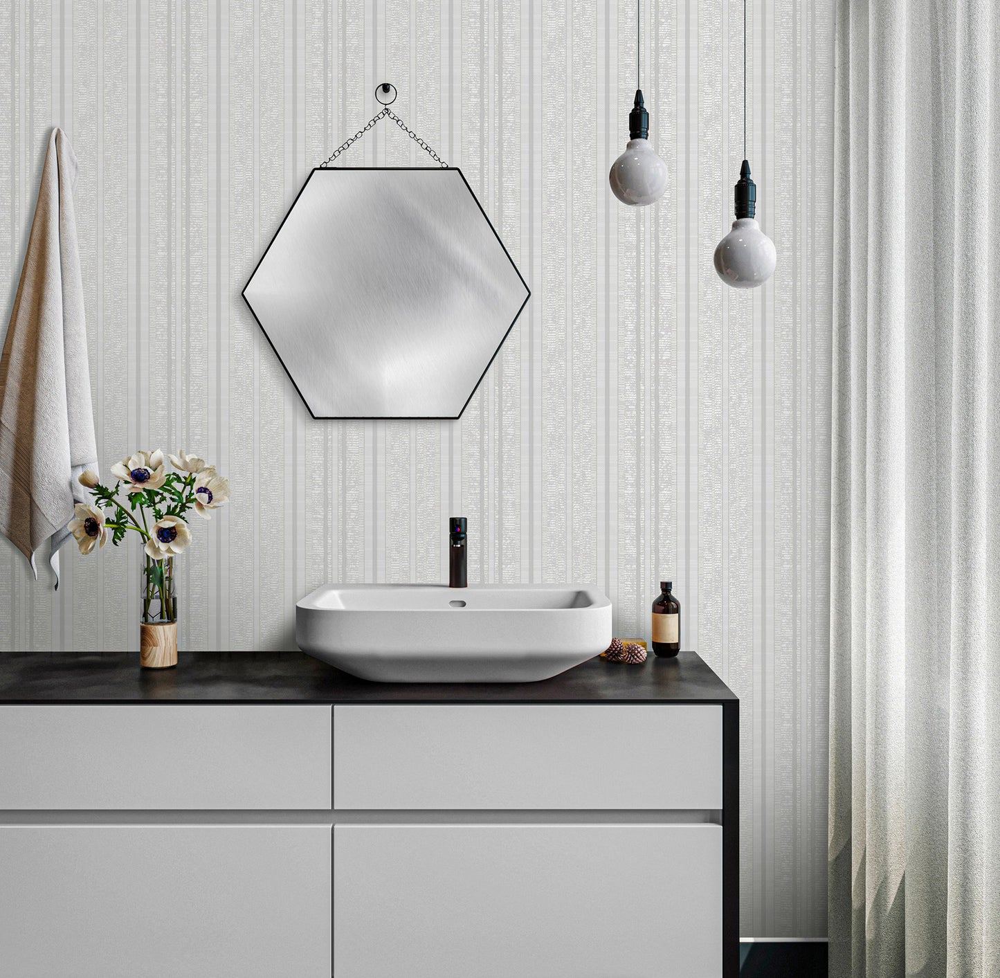 Octavia Vanilla Architectural Pattern Wallpaper by La Belle Maison