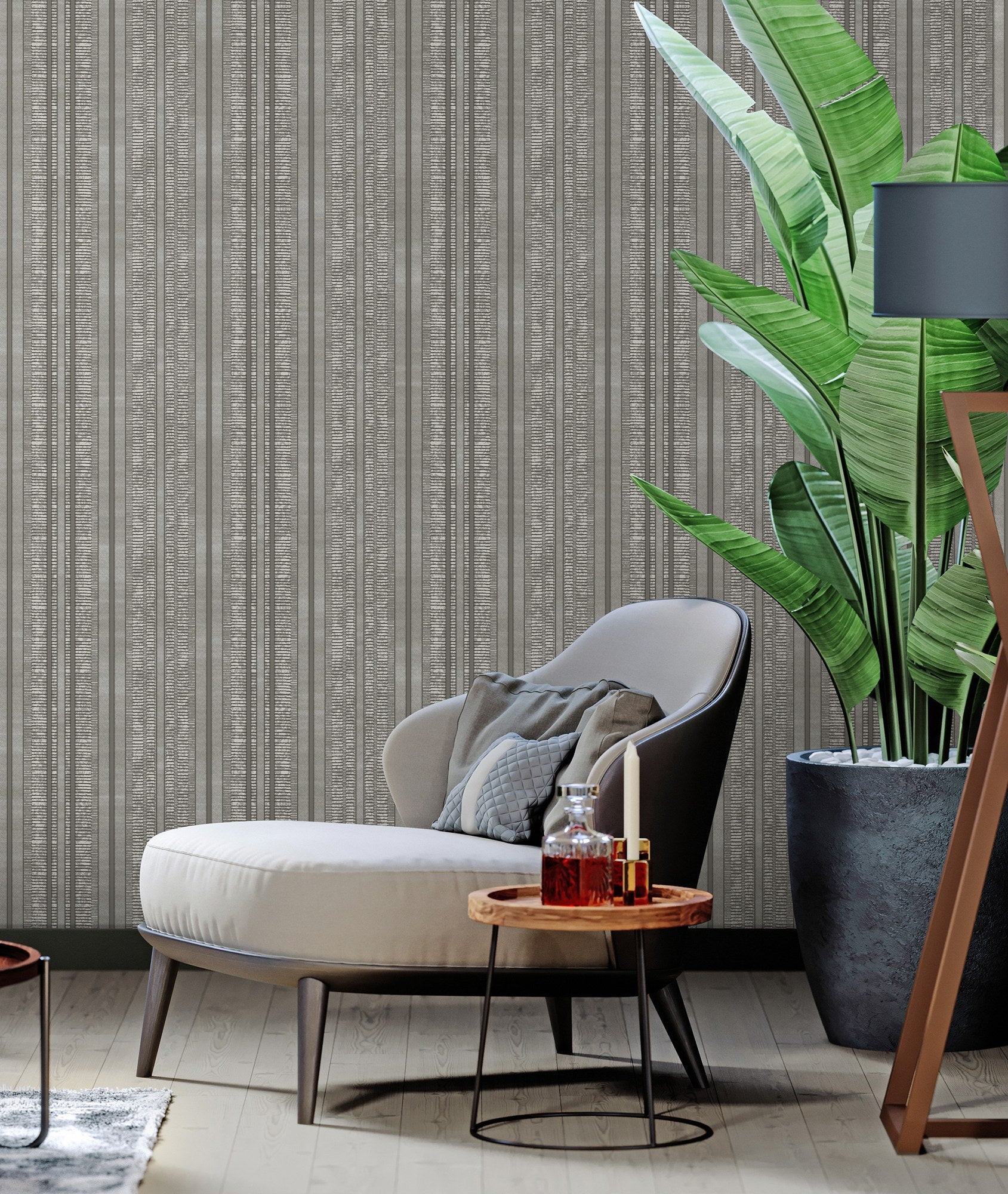 Octavia Smoke Structured Motif Wallpaper by La Belle Maison