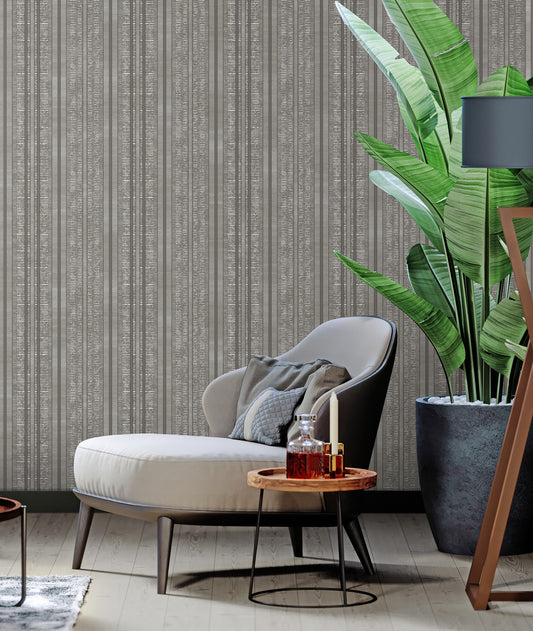 Octavia Smoke Structured Motif Wallpaper by La Belle Maison