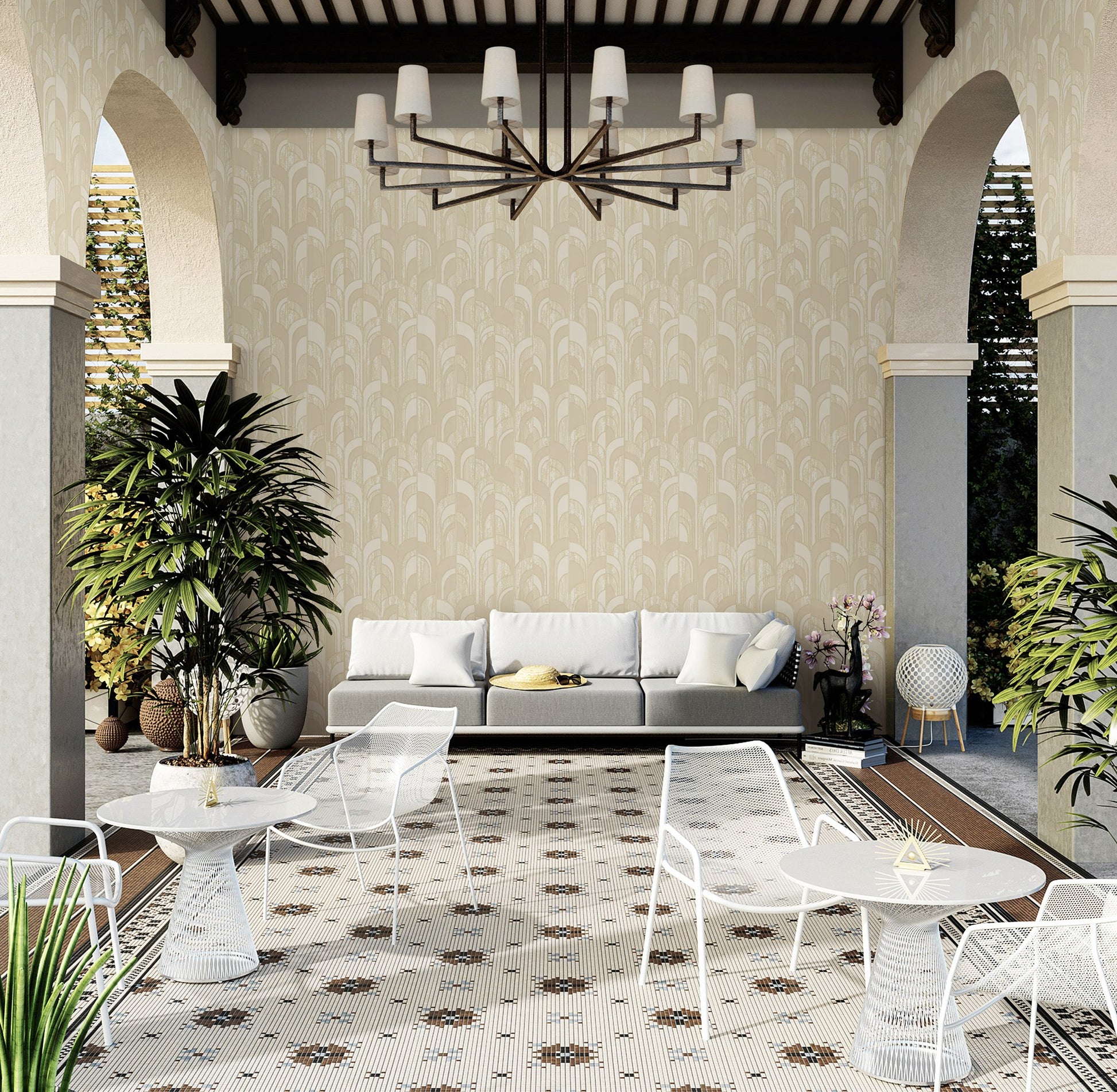 Octavia Golden Sand Structured Motif Wallpaper by La Belle Maison