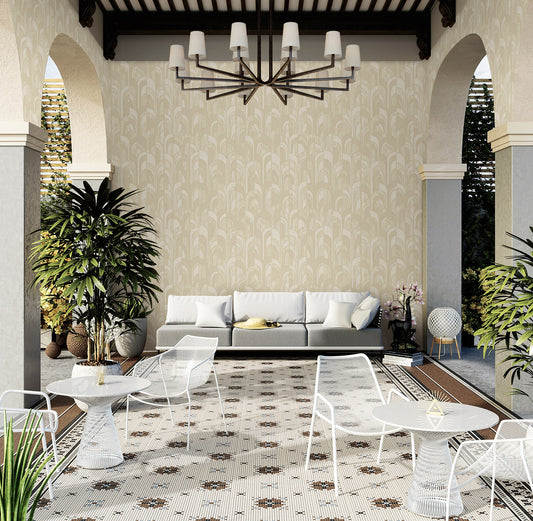 Octavia Golden Sand Structured Motif Wallpaper by La Belle Maison