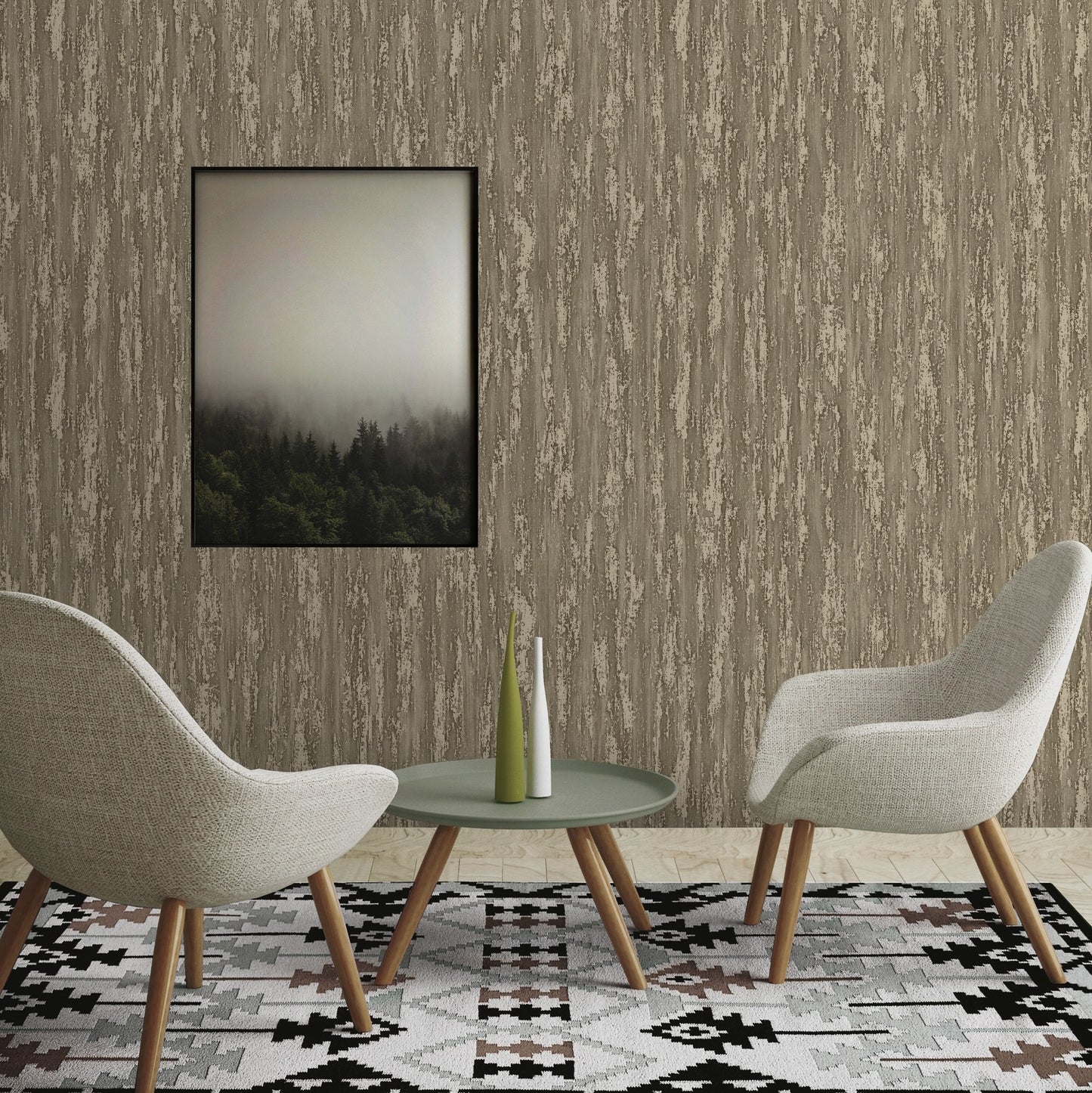 Octavia Truffle Architectural Pattern Wallpaper by La Belle Maison