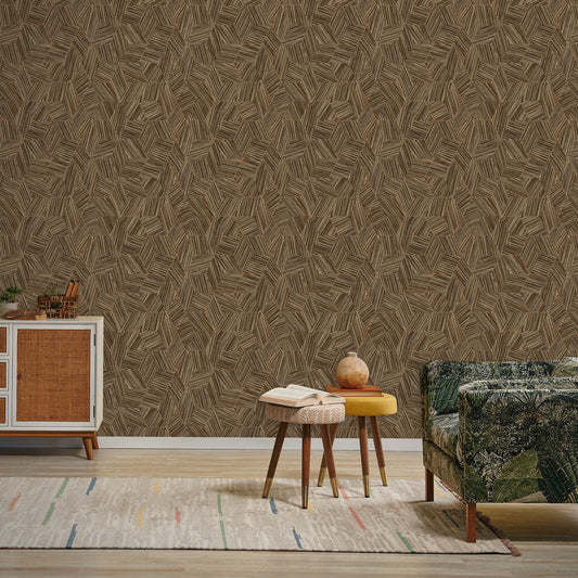 Octavia Truffle Modern Trellis Wallpaper by La Belle Maison