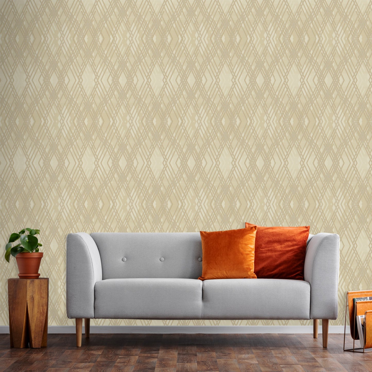 Octavia Biscuit Linear Pattern Wallpaper by La Belle Maison