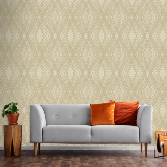 Octavia Biscuit Linear Pattern Wallpaper by La Belle Maison