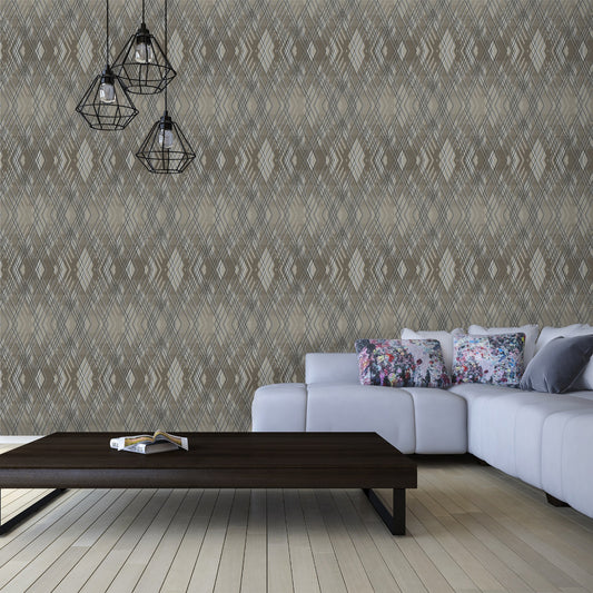 Octavia Slate Geometric Wallpaper by La Belle Maison